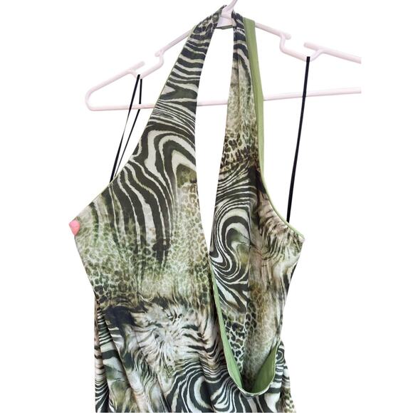 Motel Rocks Yubila Mini Dress In Mesh‎ Cheetah Green Size XL - Picture 13 of 16